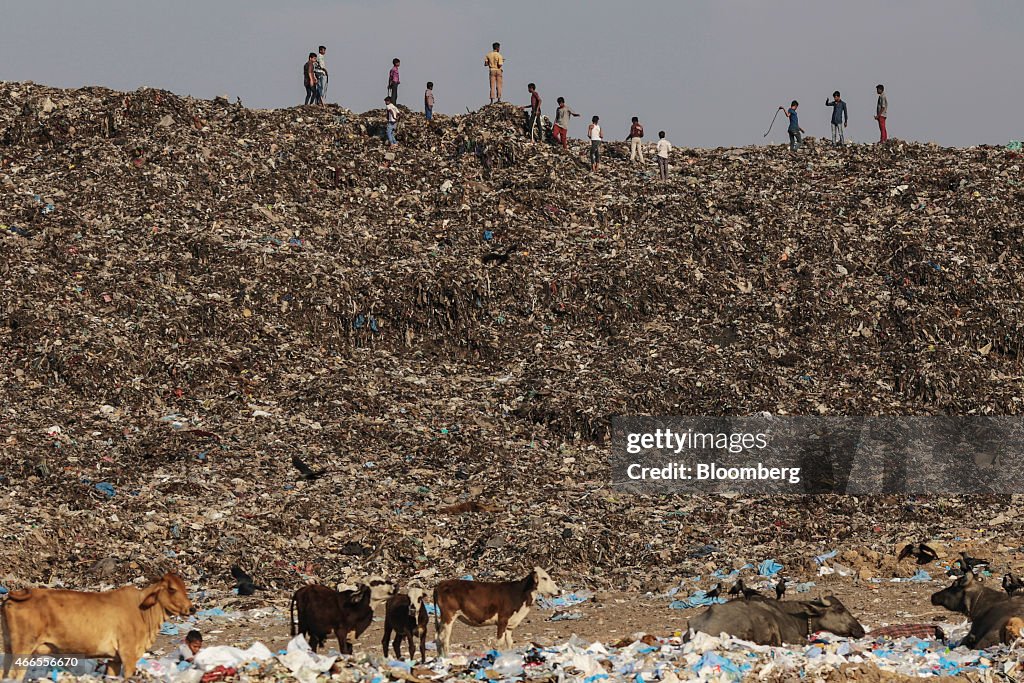 Garbage At The Deonar Landfill Site As Trash Mountain Rising in Mumbai Swamps Modi 21st Century Vision