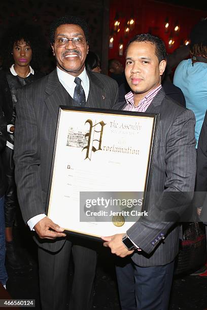 Assemblyman William Scarborough presents Johnny Nunez with a Proclaimation at the Inspired In Music Event Honoring Johnny Nunez, Ralph McDaniels &...