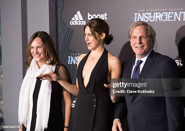Lucy Fisher, Douglas Wick, Shailene Woodley arrives at the "The Divergent Series: Insurgent" New York premiere at Ziegfeld Theater on March 16, 2015...