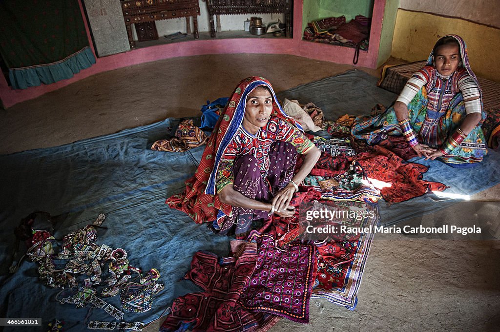 Portrait of local tribal women from the Harijan tribe...