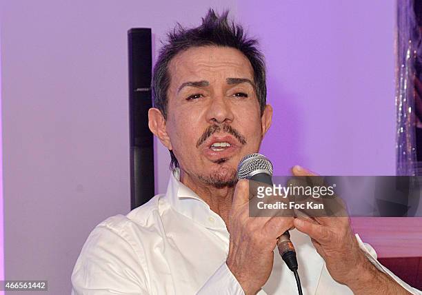 Singer Gino Vitali performs during 'Du Mythe A La Realite' Arlinda Mestre Photo Exhibition Preview at Espace Morin Du Vertbois on March on March 16,...