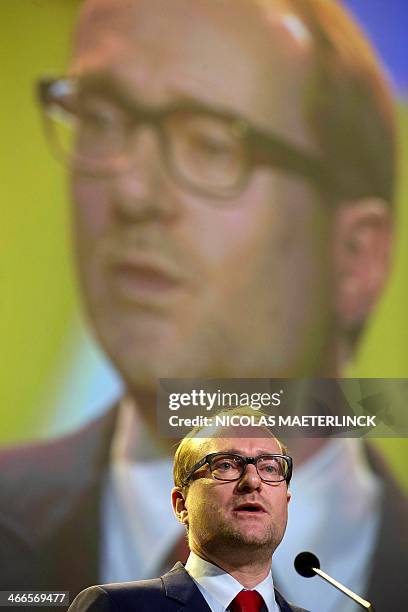 Flemish nationalist N-VA party vice-chairman and Belgian federal parliament member Ben Weyts delivers a speech on the last of a three-day N-VA...