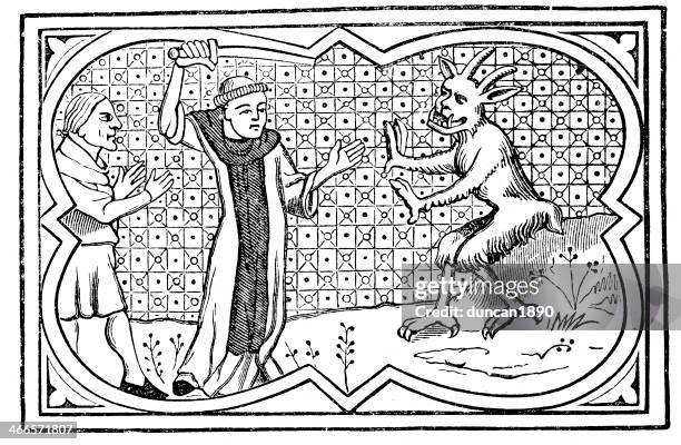 stockillustraties, clipart, cartoons en iconen met the devil and magician - priester