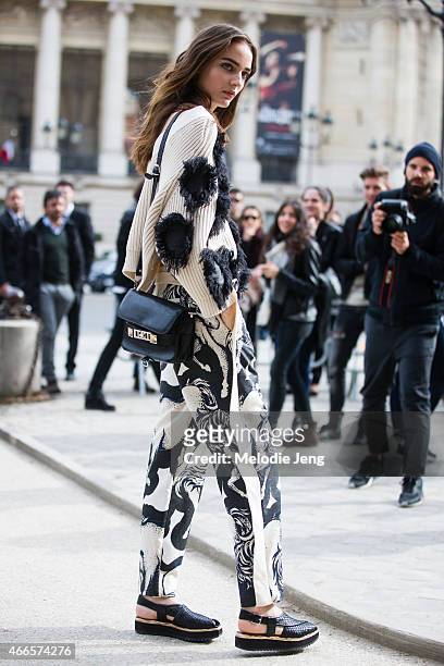 Model Zuzanna Bijoch on March 7, 2015 in Paris, France.