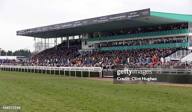 General view of Uttoxeter Racecourse during the Betfred TV LTD Novices' Limited Handicap Steeple Chase at Uttoxeter Racecourse on March 14, 2015 in...