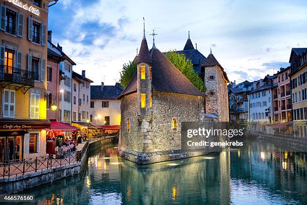 famous palais de l'isle, spring evening, annecy, france - annecy bildbanksfoton och bilder