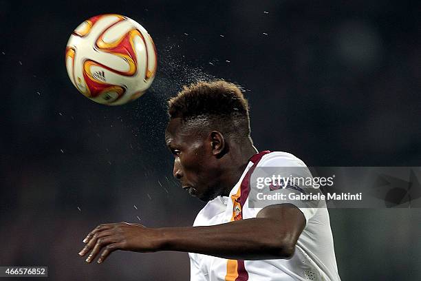 Mapou Yanga-Mbiwa of AS Roma in action during the UEFA Europa League Round of 16 match between ACF Fiorentina and AS Roma on March 12, 2015 in...