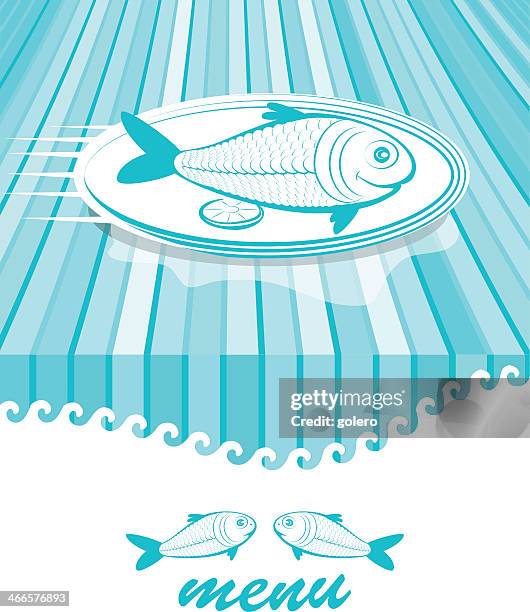 fish menu - fish dish stock illustrations