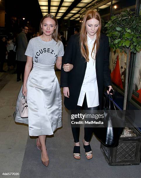 Laura Haddock and guest attend the UK premiere of 'Dior And I' at The Curzon Mayfair, on March 16, 2015 in London, England.