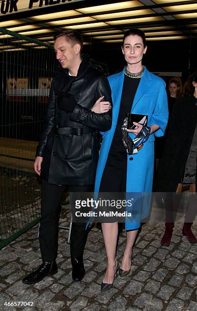 Erin O'Connor and guest attend the UK premiere of 'Dior And I' at The Curzon Mayfair, on March 16, 2015 in London, England.
