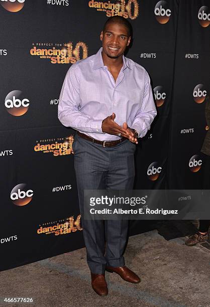 Player Michael Sam attends the premiere of ABC's "Dancing With The Stars" season 20 at HYDE Sunset: Kitchen + Cocktails on March 16, 2015 in West...