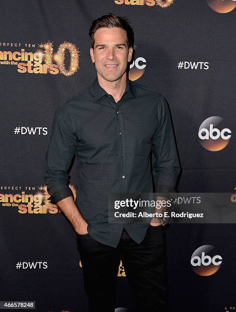 Host Gethin Jones attends the premiere of ABC's "Dancing With The Stars" season 20 at HYDE Sunset: Kitchen + Cocktails on March 16, 2015 in West...