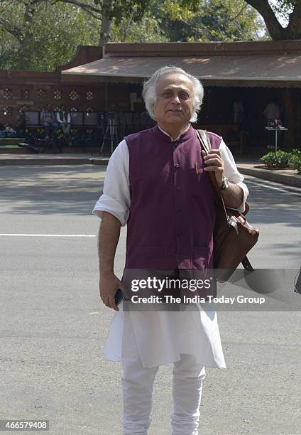 Jairam Ramesh at Parliament during Parliament Budget Session.