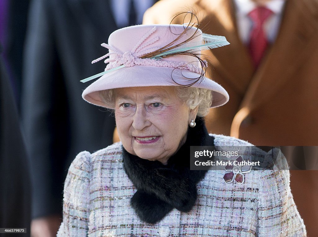 Queen Elizabeth II Attends Church In Norfolk