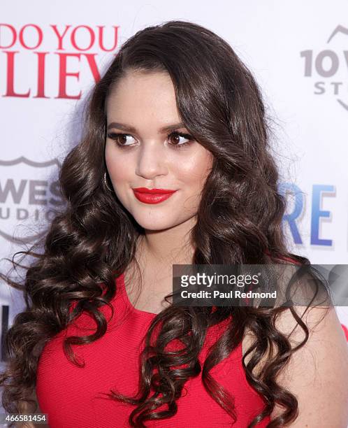 Actress Madison Pettis attends "Do You Believe?" Los Angeles Premiere at ArcLight Hollywood on March 16, 2015 in Hollywood, California.