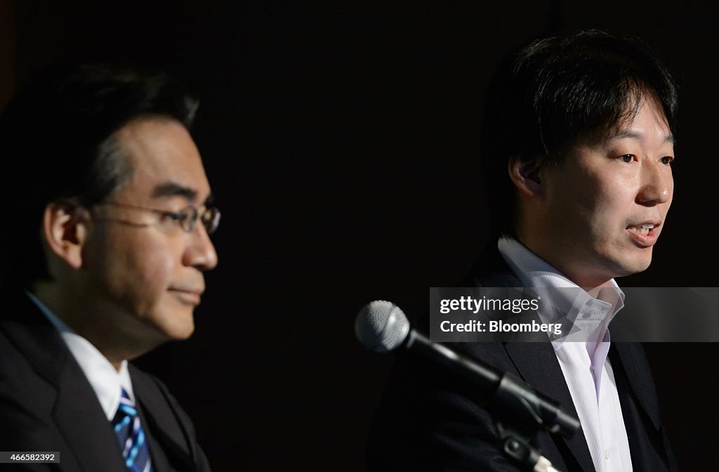 Nintendo President Satoru Iwata And DeNA President Isao Moriyasu Joint News Conference As The Companies Form Capital Alliance