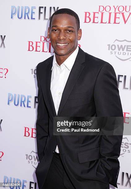Actor Delpaneuaux Wills attends "Do You Believe?" Los Angeles Premiere at ArcLight Hollywood on March 16, 2015 in Hollywood, California.