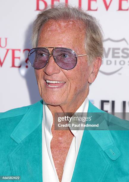 Singer Pat Boone attends "Do You Believe?" Los Angeles Premiere at ArcLight Hollywood on March 16, 2015 in Hollywood, California.