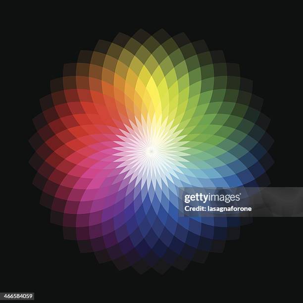 color wheel radiating the various spectrums - colour chart wheel stock illustrations