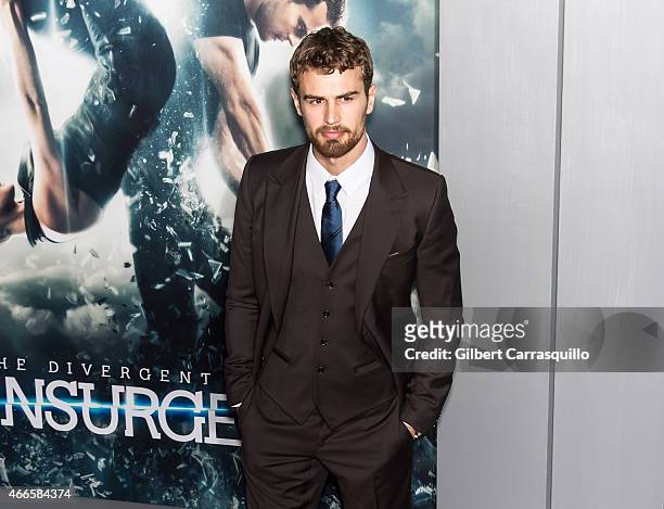 Actor Theo James attends The Divergent Series' 'Insurgent' New York premiere at Ziegfeld Theater on March 16, 2015 in New York City.
