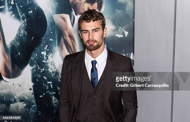 Actor Theo James attends The Divergent Series' 'Insurgent' New York premiere at Ziegfeld Theater on March 16, 2015 in New York City.