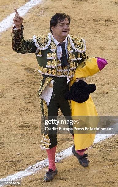 Vicente Ruiz 'El Soro' performs during the Spanish bullfighter Enrique Ponce homage to his 25 years at bullfighting at Las Fallas Festival on March...