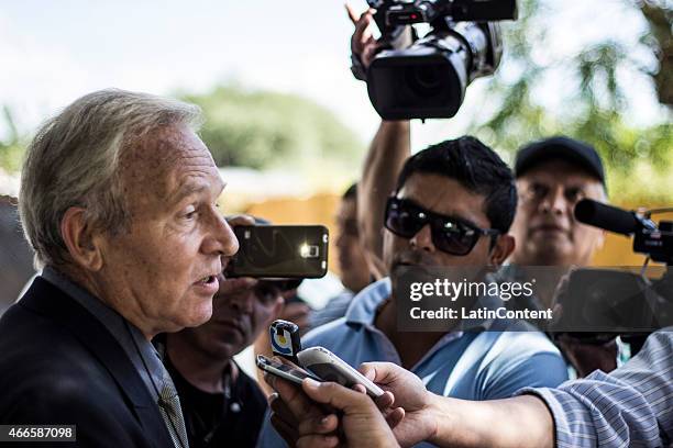 Honorary consul of France Patrice Delaporte speaks with journalists at the morgue after two helicopters crashed while filming 'Dropped', a reality TV...