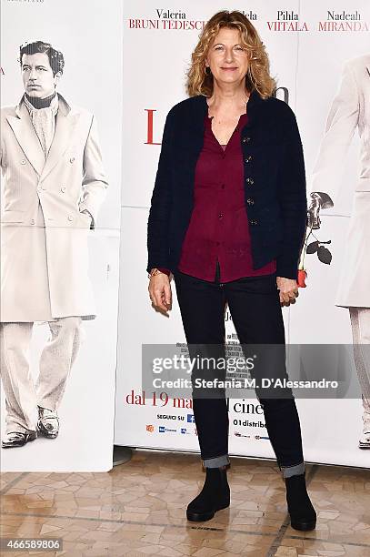 Actress Angela Finocchiaro attends 'Latin Lover' Press Conference on March 17, 2015 in Milan, Italy.