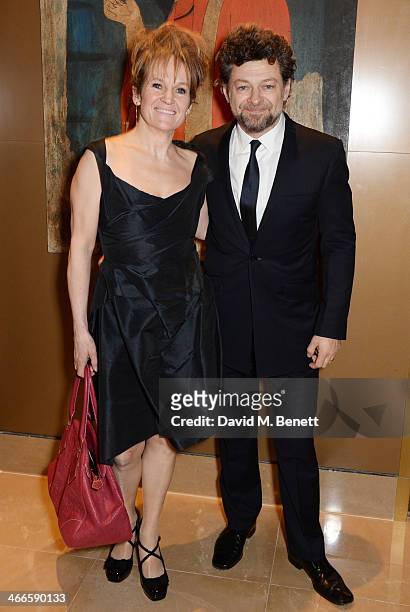 Lorraine Ashbourne and Andy Serkis attend the London Critics' Circle Film Awards at The Mayfair Hotel on February 2, 2014 in London, England.