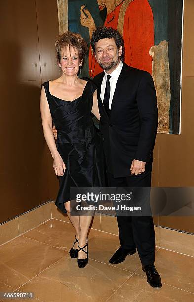 Lorraine Ashbourne and Andy Serkis attends the London Critics' Circle Film Awards at The Mayfair Hotel on February 2, 2014 in London, England.