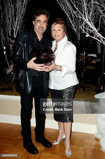 Nancee Borgnine honors Joe Mantegna with the 2nd Annual Ernie Award at Borgnine Movie Star Gala at Sportman's Lodge on February 1, 2014 in Studio...