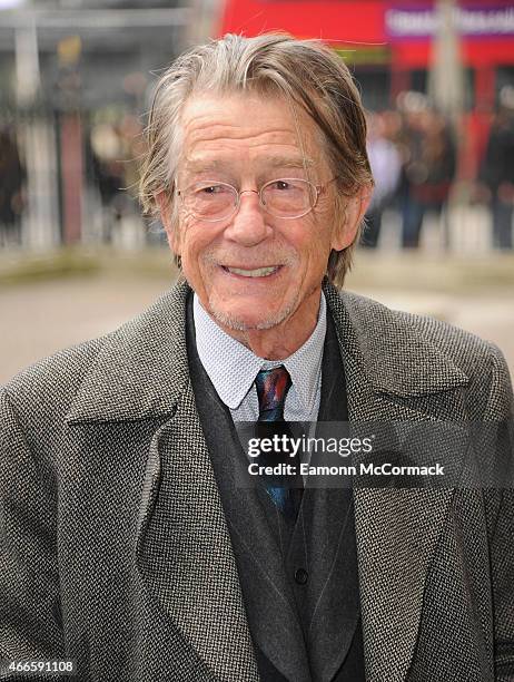 John Hurt attends a Memorial Service for Sir Richard Attenborough at Westminster Abbey on March 17, 2015 in London, England.