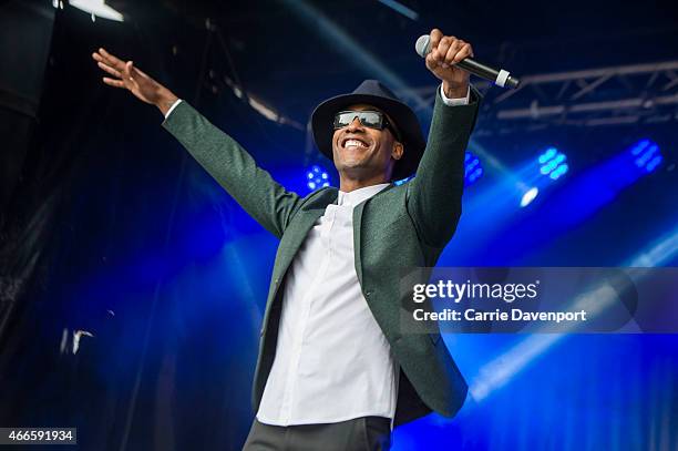 Simon Webbe performs at the annual St Patrick's Day parade on March 17, 2015 in Belfast, Northern Ireland.