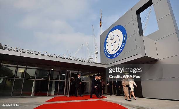 Britain's Queen Elizabeth II accompanied by Britain's Prince Philip, Duke of Edinburgh are accompanied by Chief Executive Officer Claire Horton as...