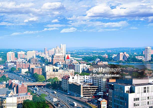 boston aerial view - borough district type stock pictures, royalty-free photos & images