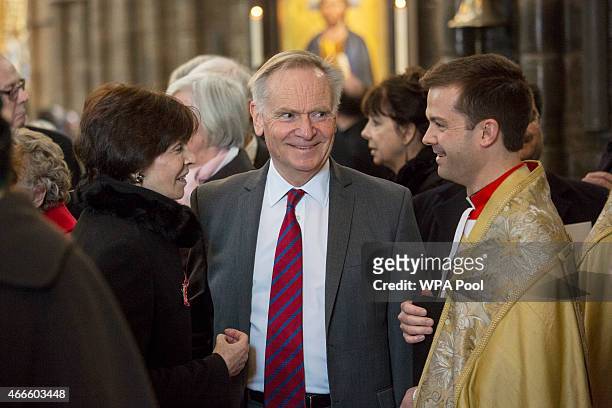 Lord Archer attends a service of thanksgiving for the life and work of Lord Attenborough CBE at Westminster Abbey on March 17, 2015 in London,...
