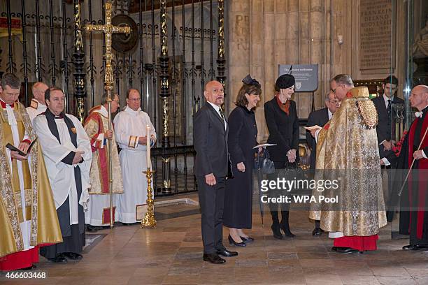 British actor Sir Ben Kingsley speaks at a service of thanksgiving for the life and work of Lord Attenborough CBE at Westminster Abbey on March 17,...