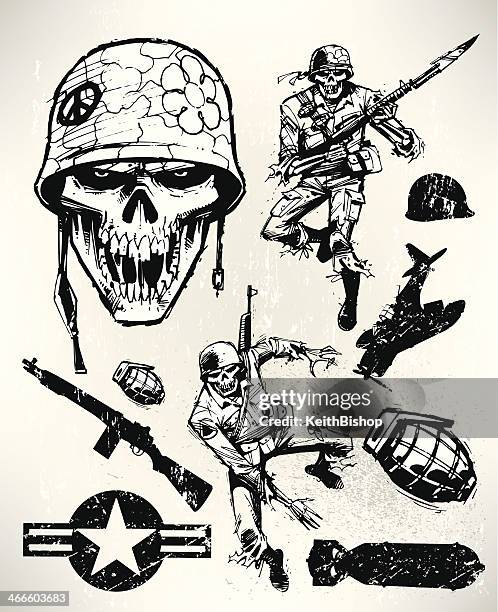 ilustrações, clipart, desenhos animados e ícones de zombie soldados-exército homens lutando, guerra - army helmet