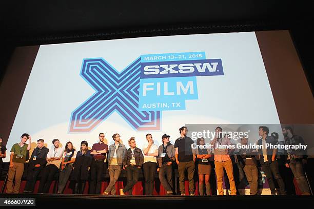 Filmmakers speak onstage at 'Music Videos' during the 2015 SXSW Music, Film + Interactive Festival at Alamo Ritz on March 17, 2015 in Austin, Texas.