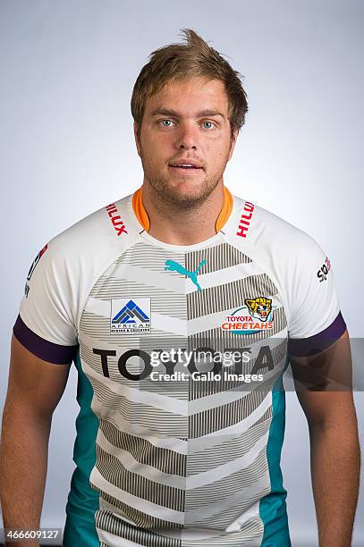Andries Ferreira poses during a Cheetahs Super Rugby headshots session on January 27, 2014 in Bloemfontein, South Africa.