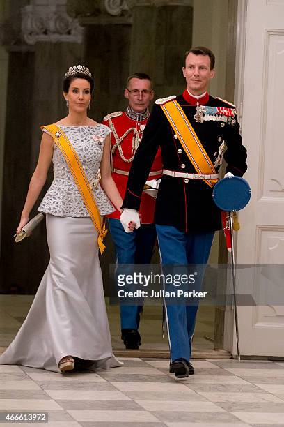 Prince Joachim of Denmark and Princess Marie of Denmark attend a State Banquet at Christiansborg Palace during the state visit of the King and Queen...