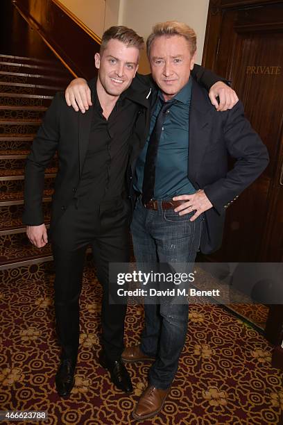 James Keegan and Michael Flatley attend the after party following the Gala Performance of "Lord Of The Dance: Dangerous Games" at The Dominion...