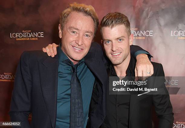 Michael Flatley and James Keegan attend the after party following the Gala Performance of "Lord Of The Dance: Dangerous Games" at The Dominion...