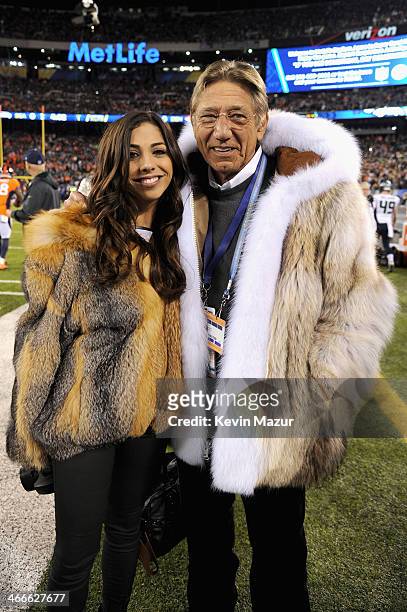 Former NFL player Joe Namath and daughter Jessica Namath attend the Pepsi Super Bowl XLVIII Pregame Show at MetLife Stadium on February 2, 2014 in...