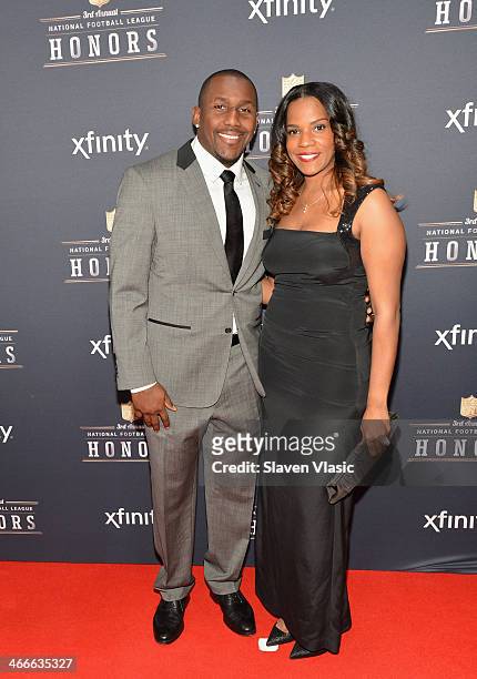Carolina Panthers linebacker Thomas Davis and guest attend the 3rd Annual NFL Honors at Radio City Music Hall on February 1, 2014 in New York City.
