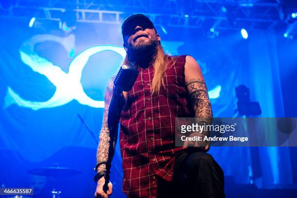 Ryan McCombs of SOiL performs on stage at Manchester Academy on February 2, 2014 in Manchester, United Kingdom.