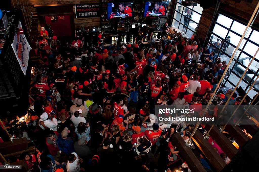 Denver Broncos Fans Watch Super Bowl XLVIII