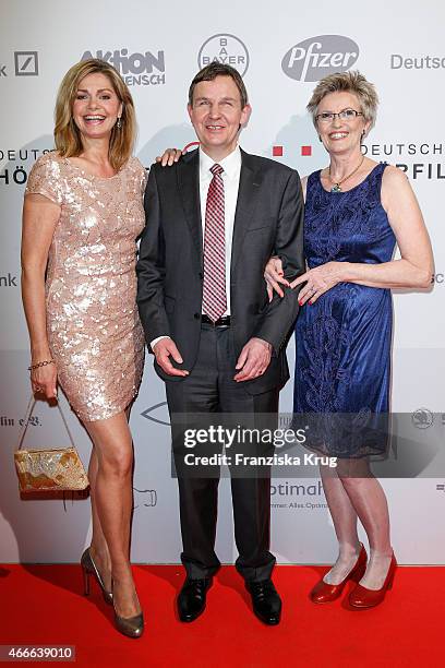 Maren Gilzer, Renate Reymann and Andreas Bethke attend the Deutscher Hoerfilmpreis 2015 on March 17, 2015 in Berlin, Germany.