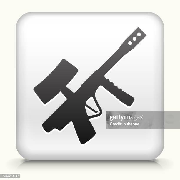 square button with paintball gun - paintball player stock illustrations