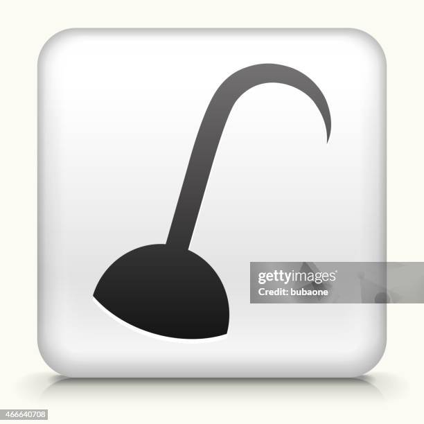 square button with pirate hook interface icon - pirate hook stock illustrations